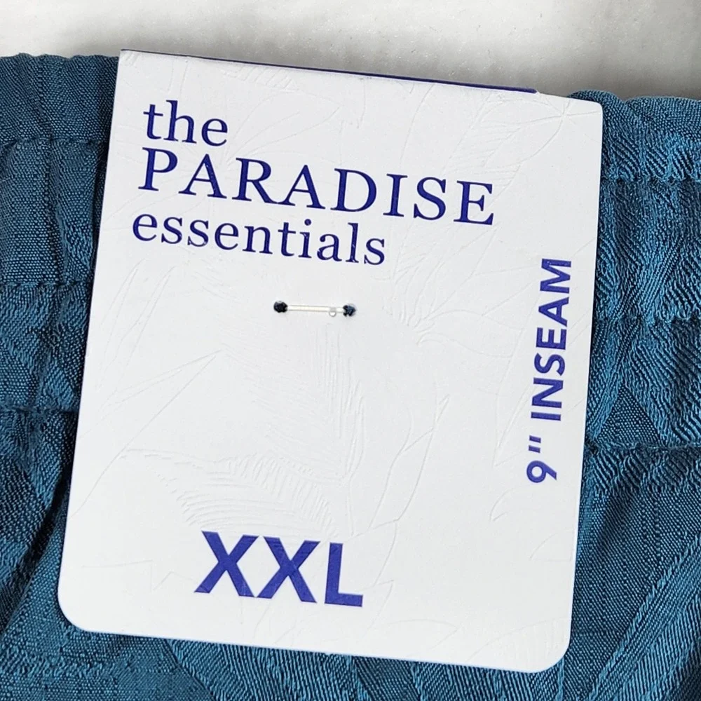 Caribbean Paradise Essentials Shorts Mens XXL Blue Floral Tropical Casual Beach